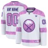 Buffalo Sabres Dresy Personalizované Fanatics Hockey Fights Cancer Practice 2024-25 Bílý - Pánské